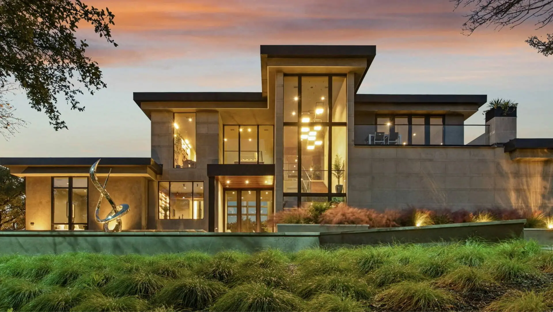 Luxury home at dusk